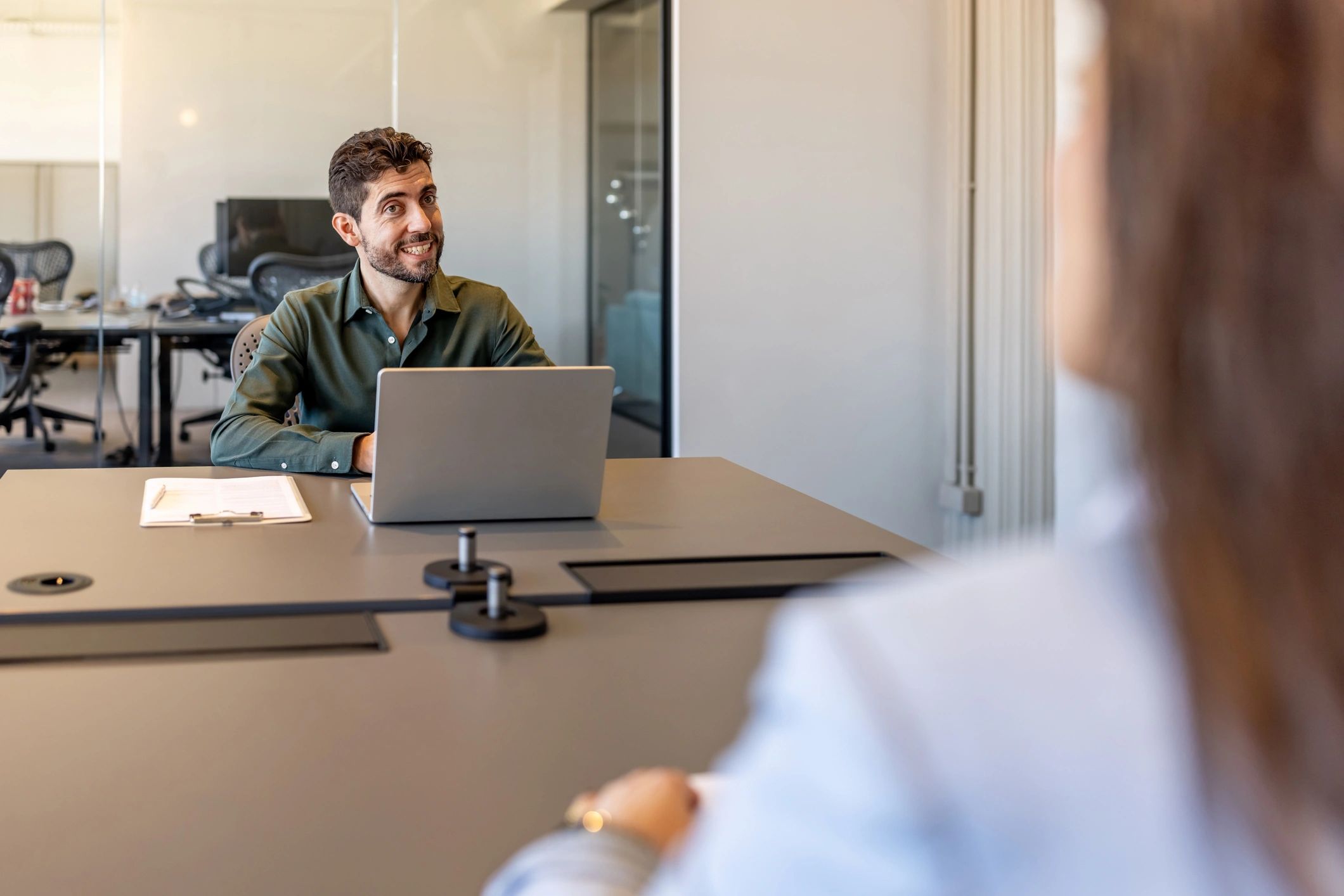 Professional client consultation in an office